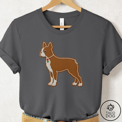 Boston Terrier Gingerbread T-Shirt Asphalt Taco-Dog