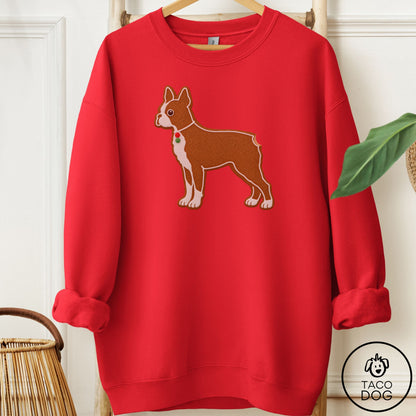 Boston Terrier Gingerbread Sweatshirt Red Taco-Dog