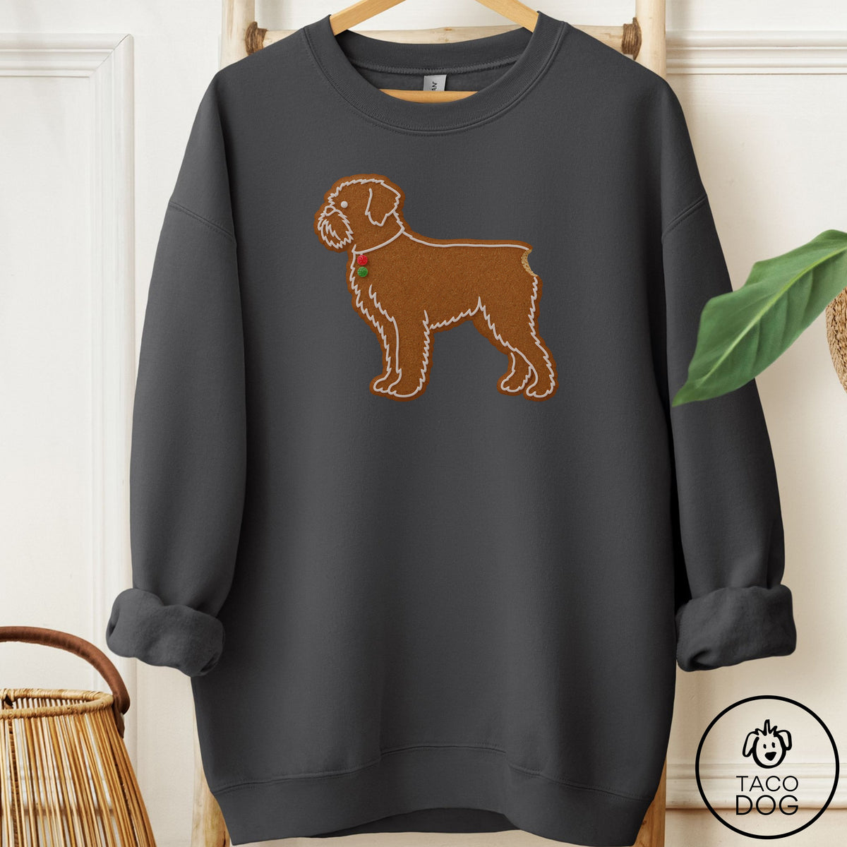 Brussels Griffon Gingerbread Sweatshirt Charcoal Taco-Dog