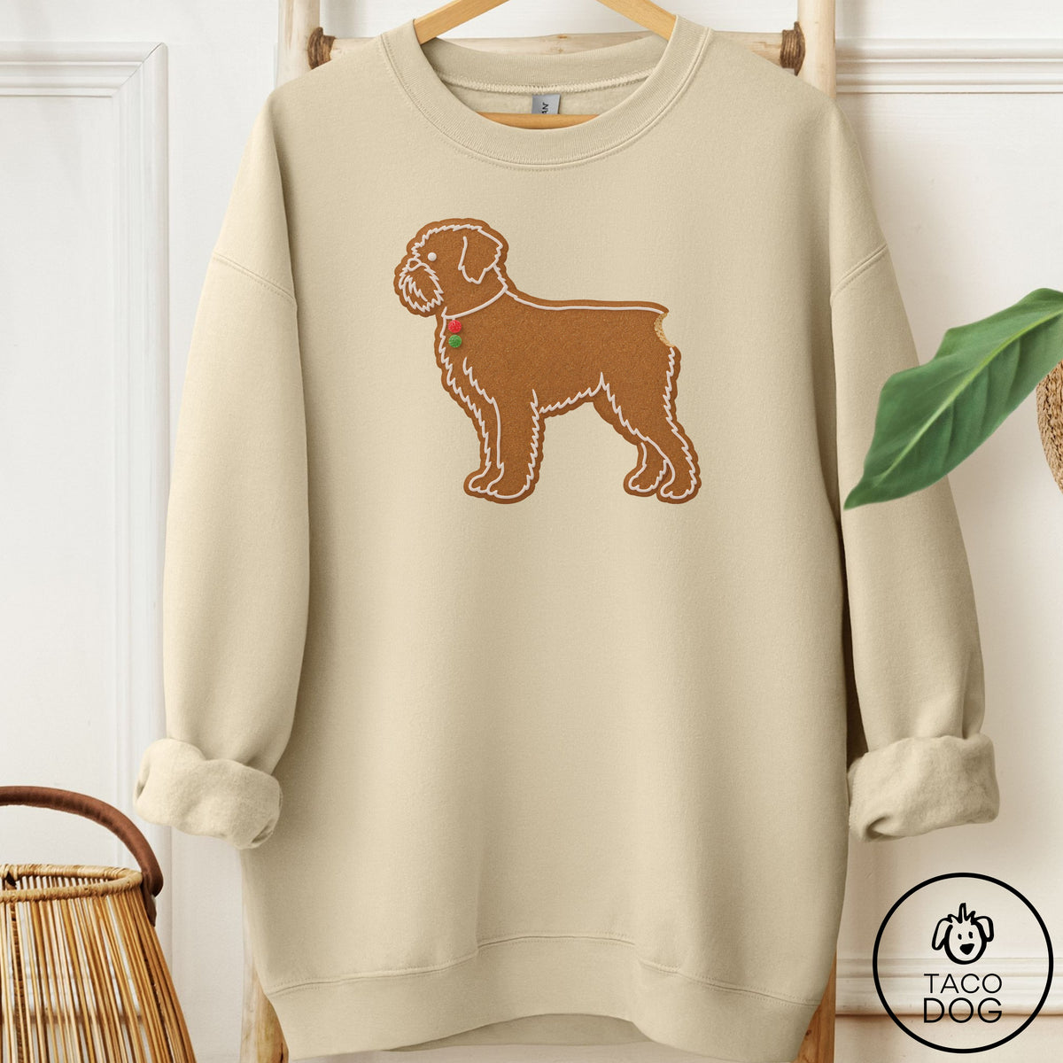 Brussels Griffon Gingerbread Sweatshirt Sand Taco-Dog