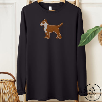 Bull Terrier Gingerbread Long Sleeve Tee Black Taco-Dog