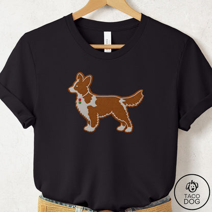 Cardigan Welsh Corgi Gingerbread T-Shirt Black Taco-Dog