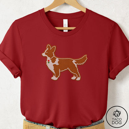 Cardigan Welsh Corgi Gingerbread T-Shirt Canvas Red Taco-Dog
