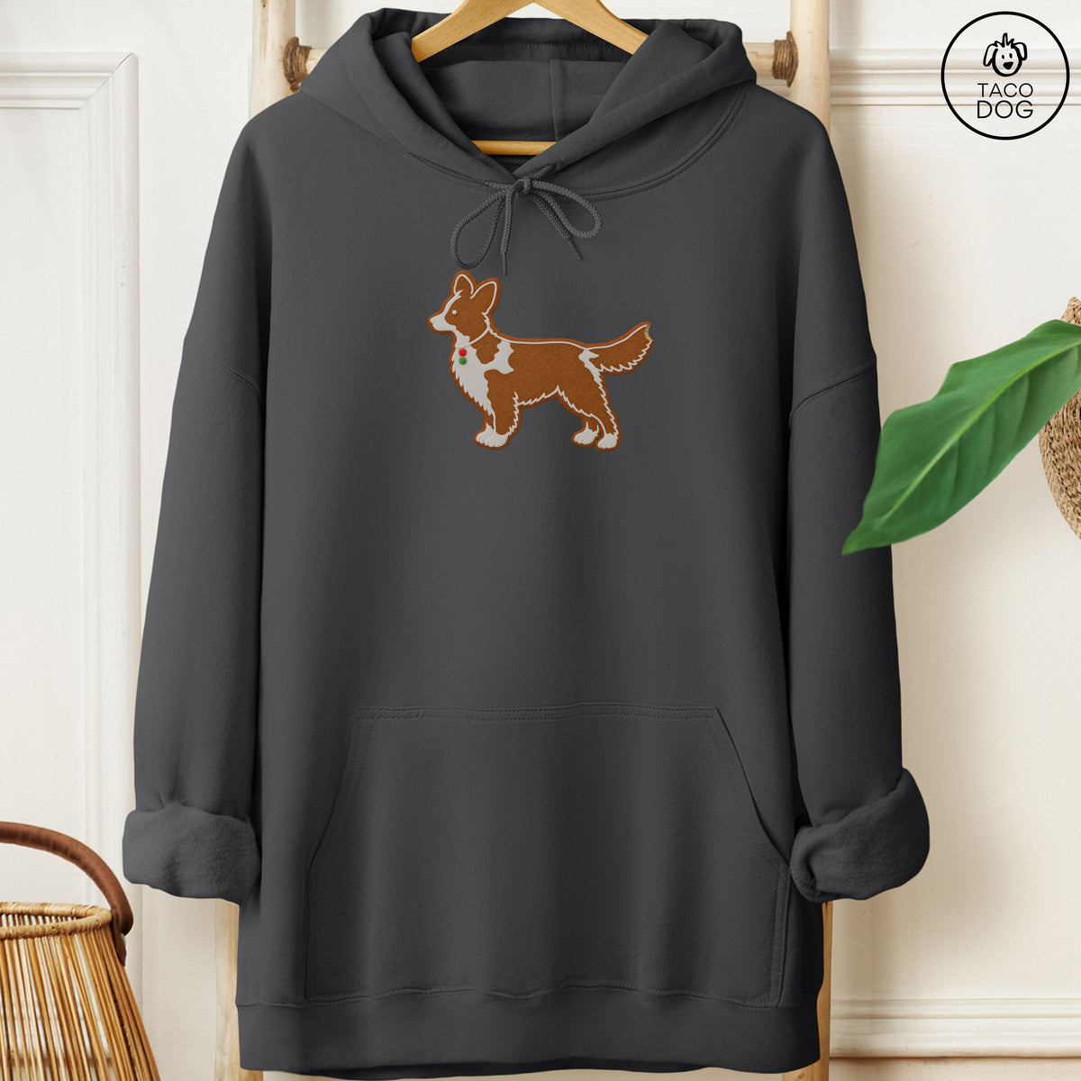 Cardigan Welsh Corgi Gingerbread Hoodie Charcoal Taco-Dog