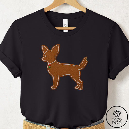 Chihuahua Gingerbread T-Shirt Black Taco-Dog