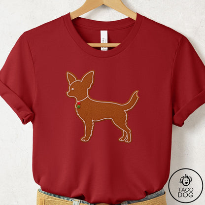 Chihuahua Gingerbread T-Shirt Canvas Red Taco-Dog
