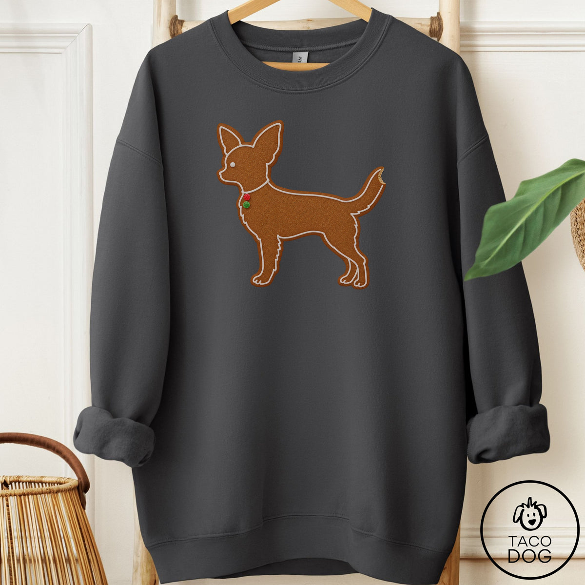 Chihuahua Gingerbread Sweatshirt Charcoal Taco-Dog