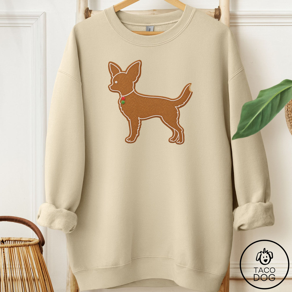 Chihuahua Gingerbread Sweatshirt Sand Taco-Dog