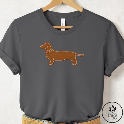 Dachshund Gingerbread T-Shirt Asphalt Taco-Dog