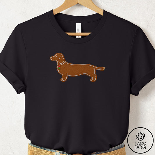 Dachshund Gingerbread T-Shirt Black Taco-Dog