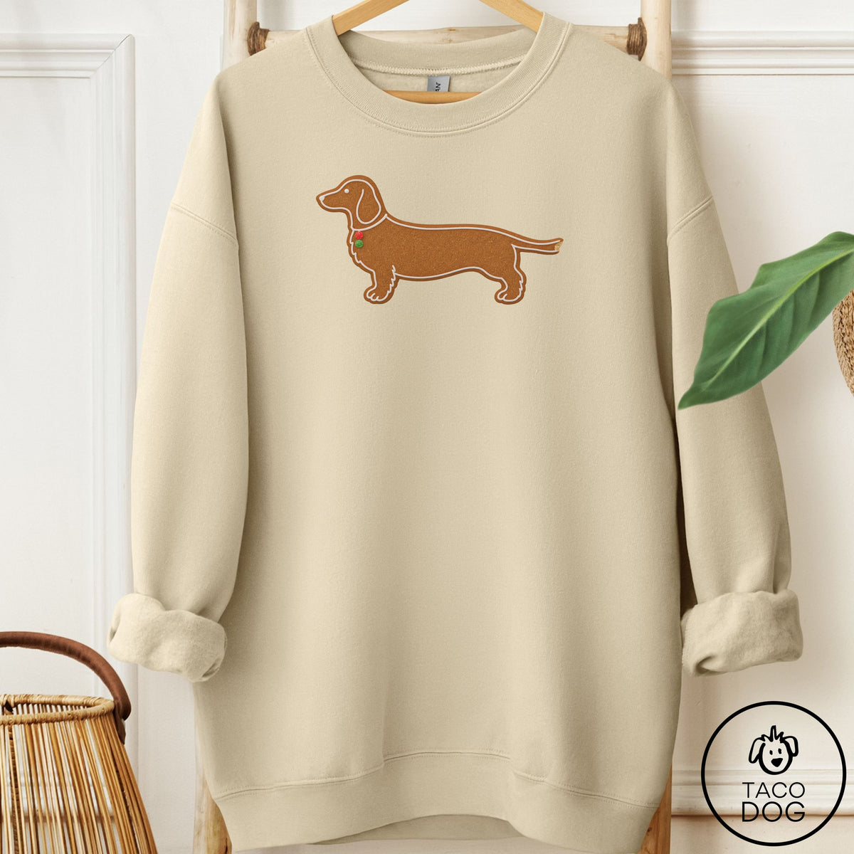 Dachshund Gingerbread Sweatshirt Sand Taco-Dog