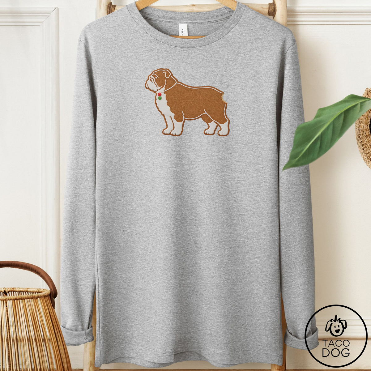 English Bulldog Gingerbread Long Sleeve Tee
