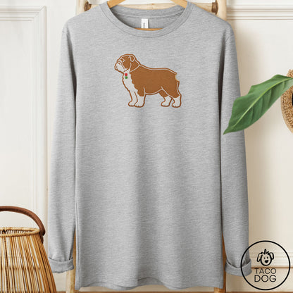 English Bulldog Gingerbread Long Sleeve Tee