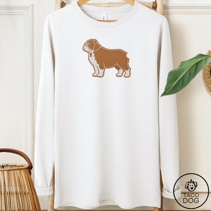 English Bulldog Gingerbread Long Sleeve Tee