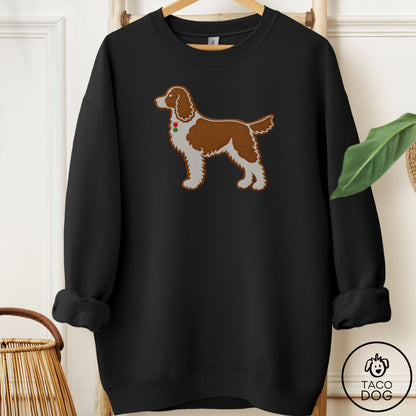 Springer Spaniel Gingerbread Sweatshirt Black Taco-Dog