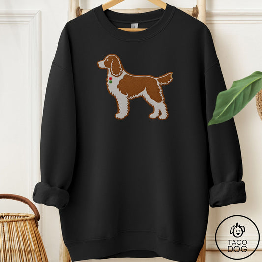 Springer Spaniel Gingerbread Sweatshirt Black Taco-Dog