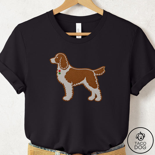 Springer Spaniel Gingerbread T-Shirt Black Taco-Dog