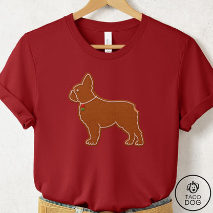 French Bulldog Frenchie Gingerbread T-Shirt Canvas Red Taco-Dog