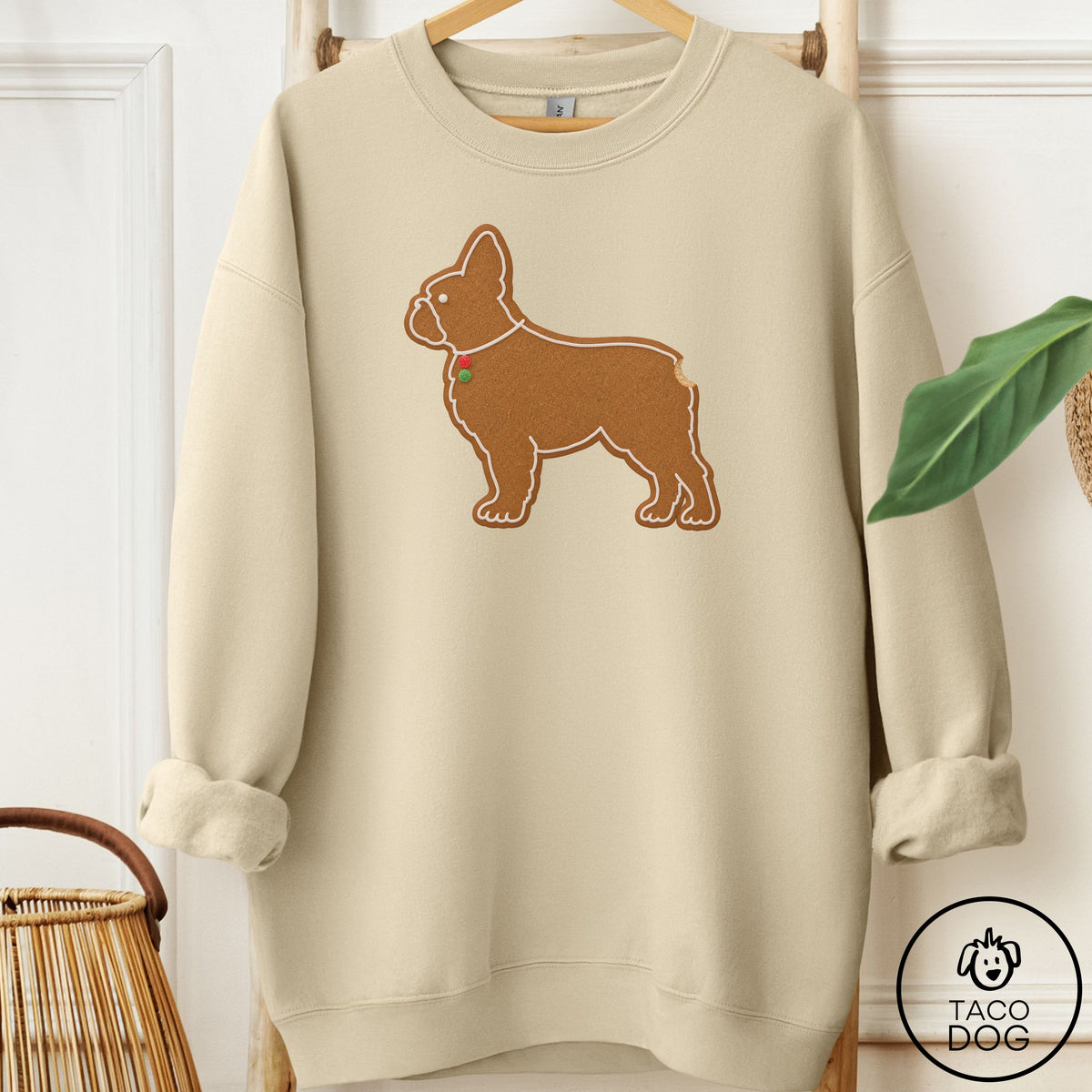 French Bulldog Frenchie Gingerbread Sweatshirt Sand Taco-Dog