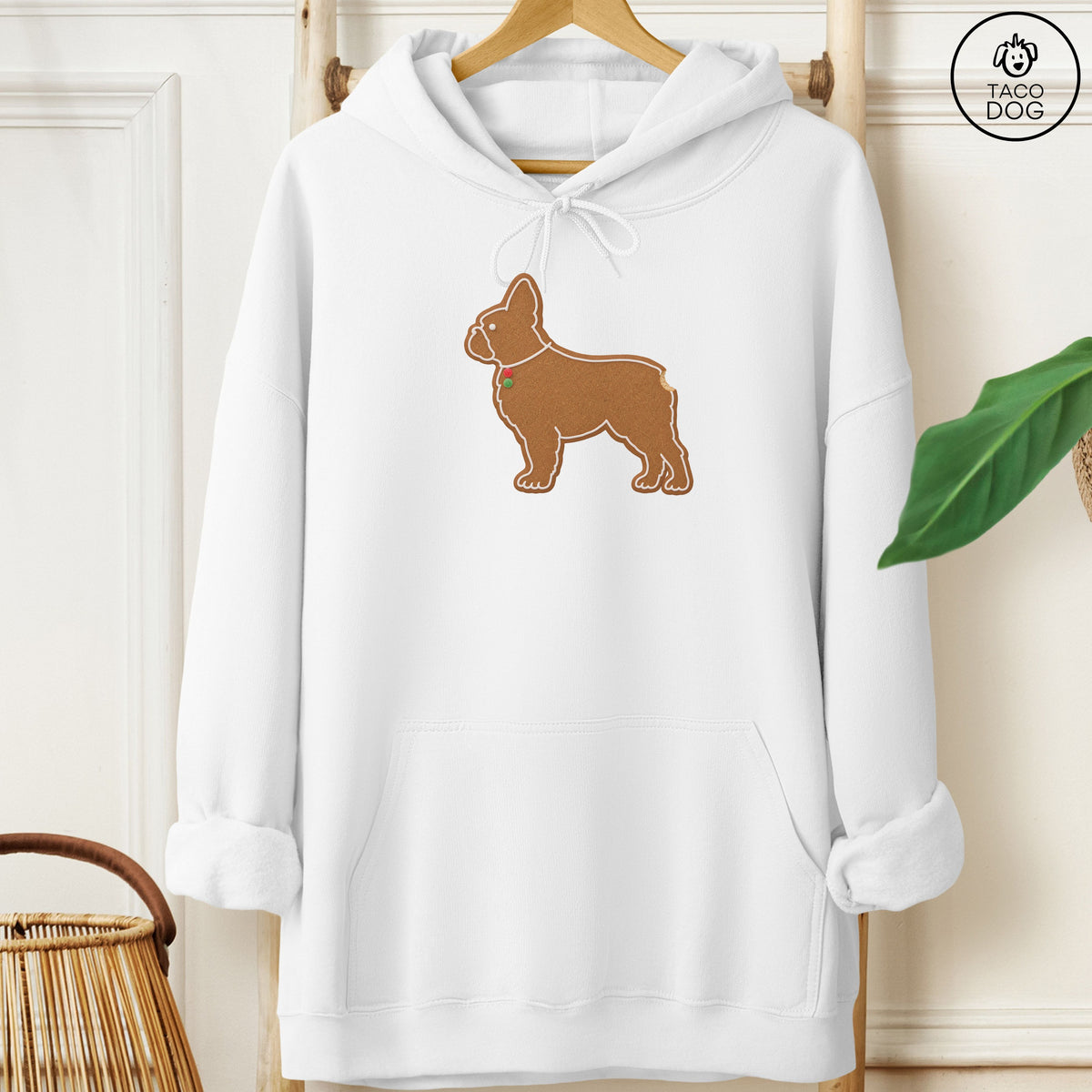 French Bulldog Frenchie Gingerbread Hoodie White Taco-Dog
