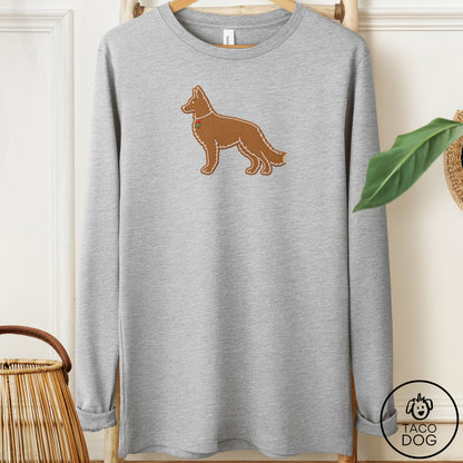 German Shepherd Gingerbread Long Sleeve Tee Athletic Heather Taco-Dog