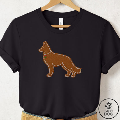 German Shepherd Gingerbread T-Shirt Black Taco-Dog
