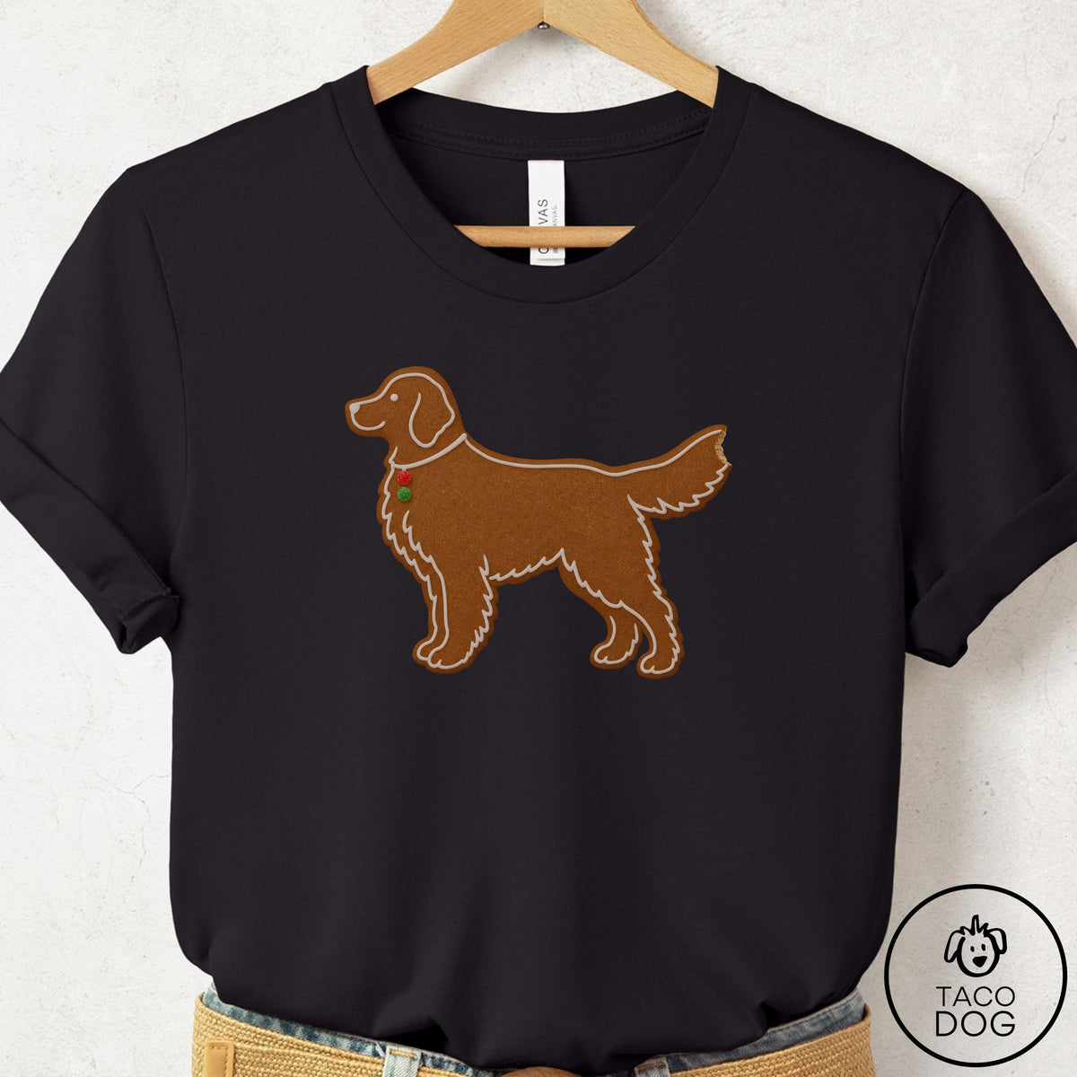 Golden Retriever Gingerbread T-Shirt Black Taco-Dog