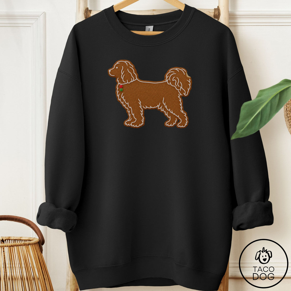 Havanese Gingerbread Sweatshirt Black Taco-Dog