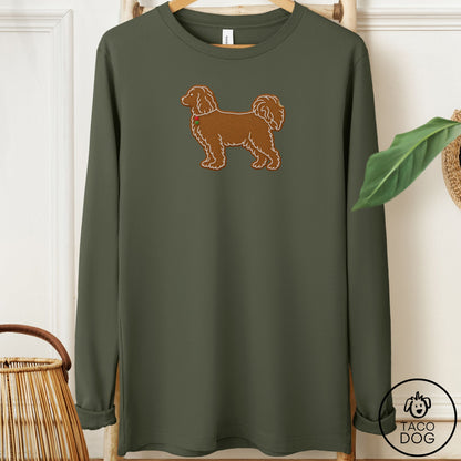 Havanese Gingerbread Long Sleeve Tee Military Green Taco-Dog