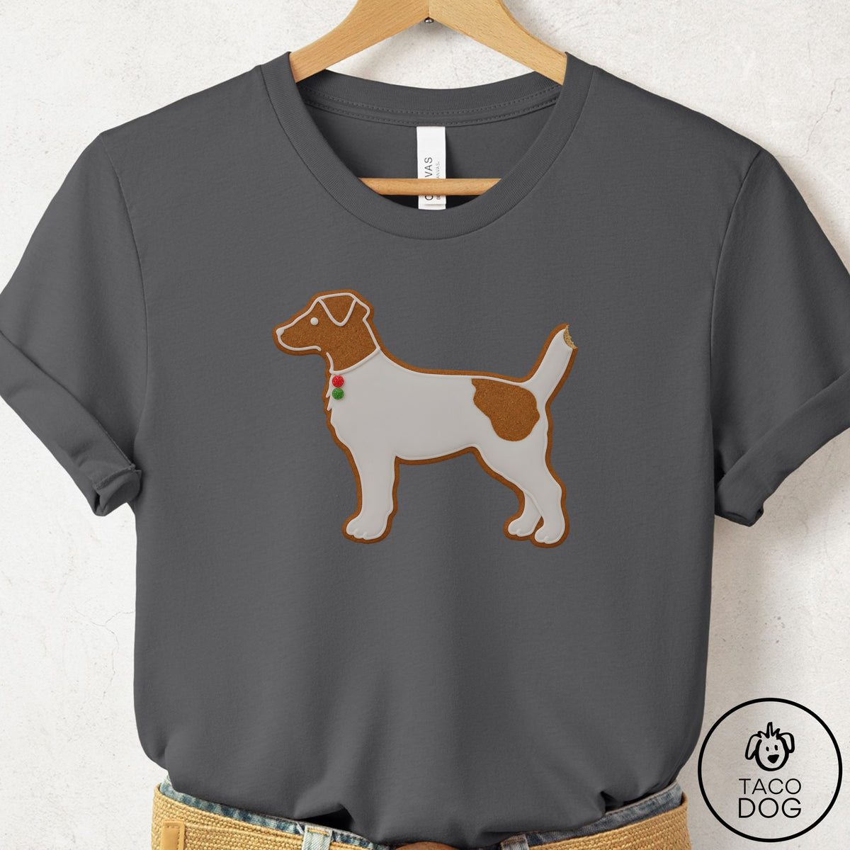 Jack Russell Gingerbread T-Shirt Asphalt Taco-Dog