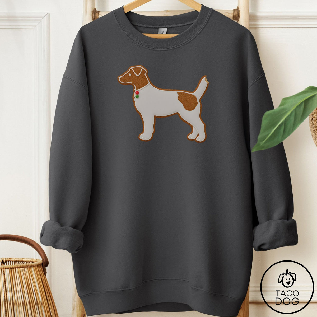 Jack Russell Gingerbread Sweatshirt Charcoal Taco-Dog