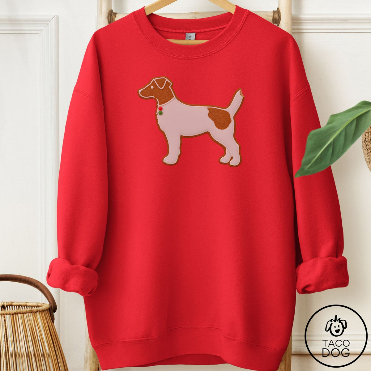 Jack Russell Gingerbread Sweatshirt Red Taco-Dog