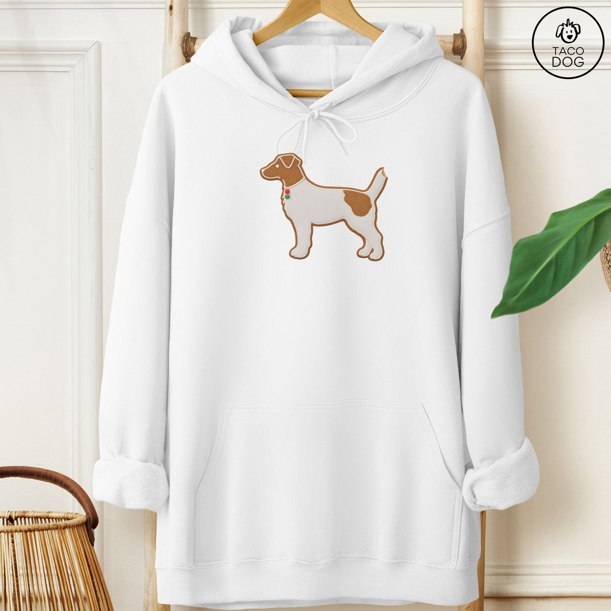 Jack Russell Gingerbread Hoodie White Taco-Dog