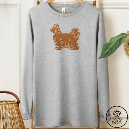 Maltese Gingerbread Long Sleeve Tee Athletic Heather Taco-Dog
