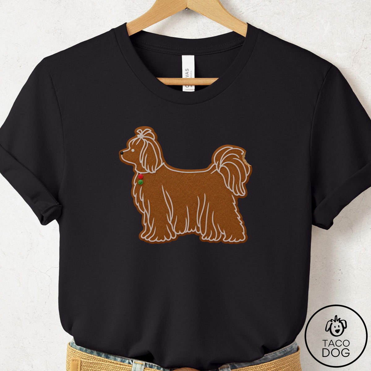 Maltese Gingerbread T-Shirt Black Taco-Dog