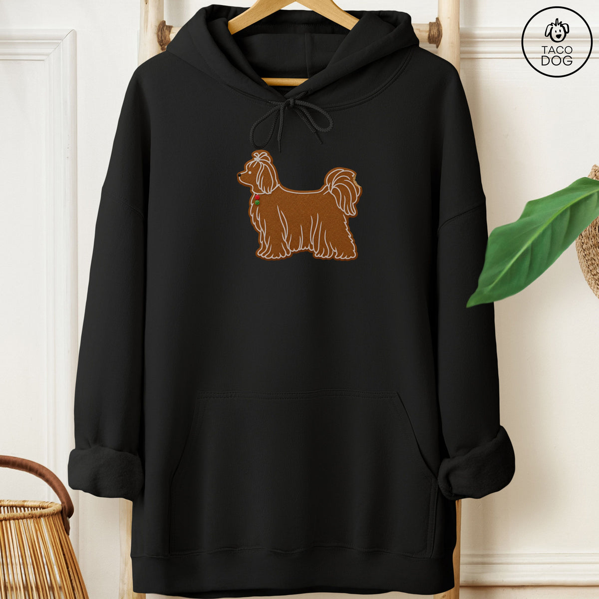 Maltese Gingerbread Hoodie Black Taco-Dog