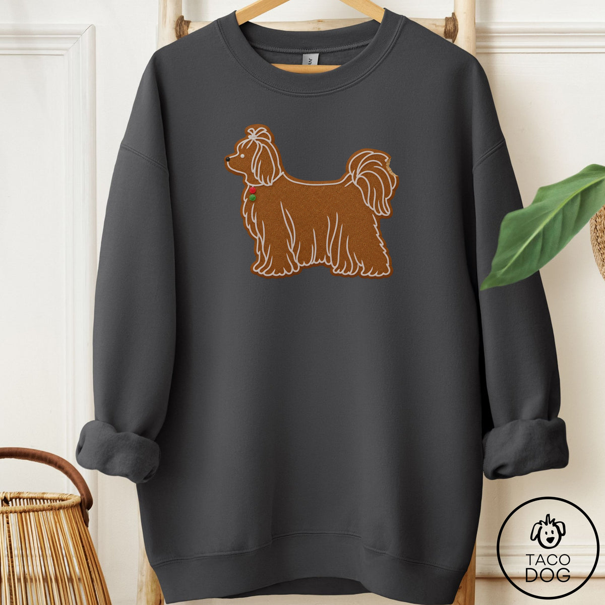 Maltese Gingerbread Sweatshirt Charcoal Taco-Dog