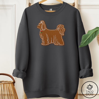 Maltese Gingerbread Sweatshirt Charcoal Taco-Dog