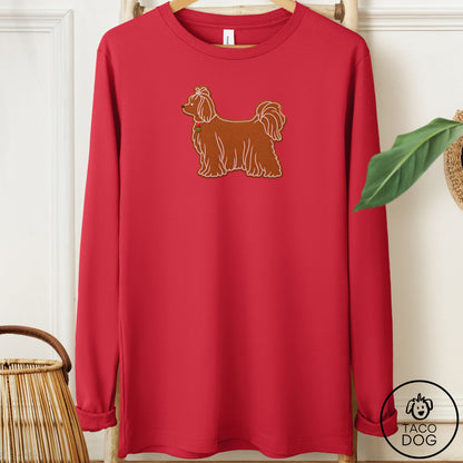 Maltese Gingerbread Long Sleeve Tee Red Taco-Dog