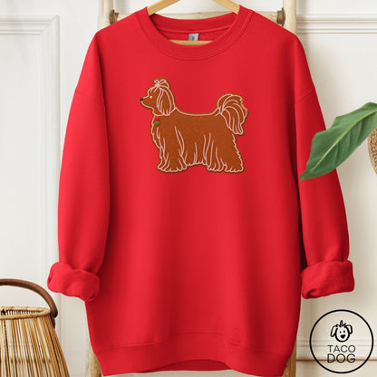 Maltese Gingerbread Sweatshirt Red Taco-Dog