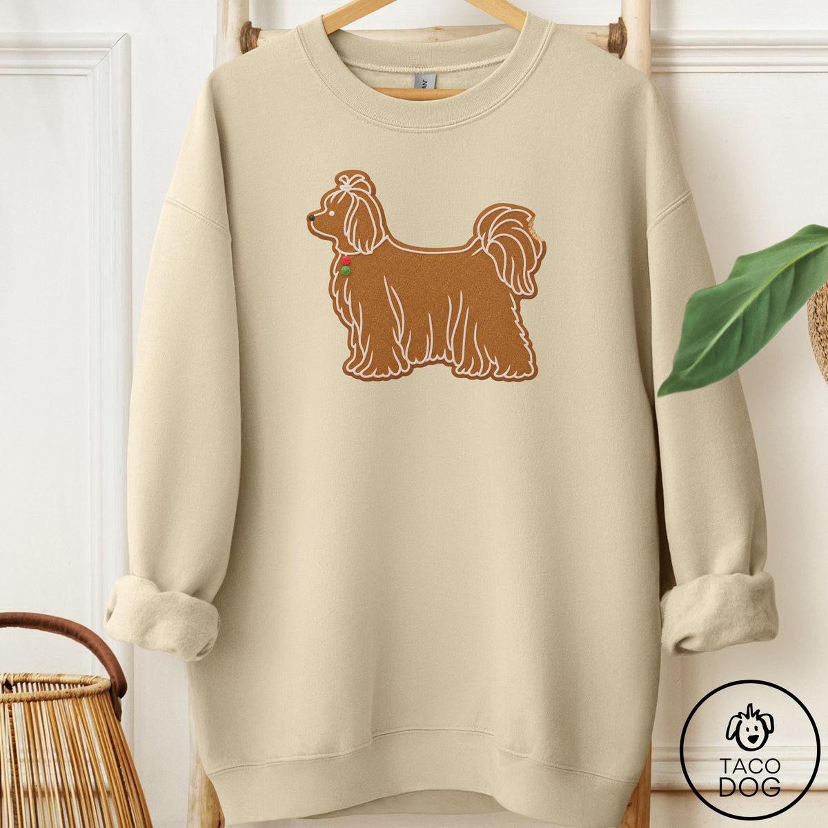 Maltese Gingerbread Sweatshirt Sand Taco-Dog