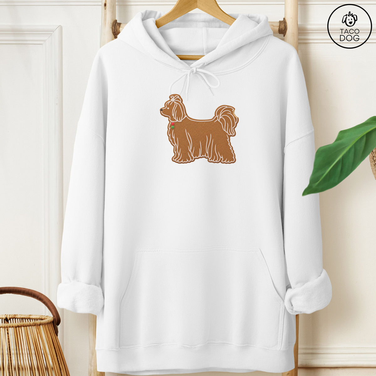 Maltese Gingerbread Hoodie White Taco-Dog
