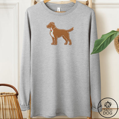 Pitbull Gingerbread Long Sleeve Tee Athletic Heather Taco-Dog