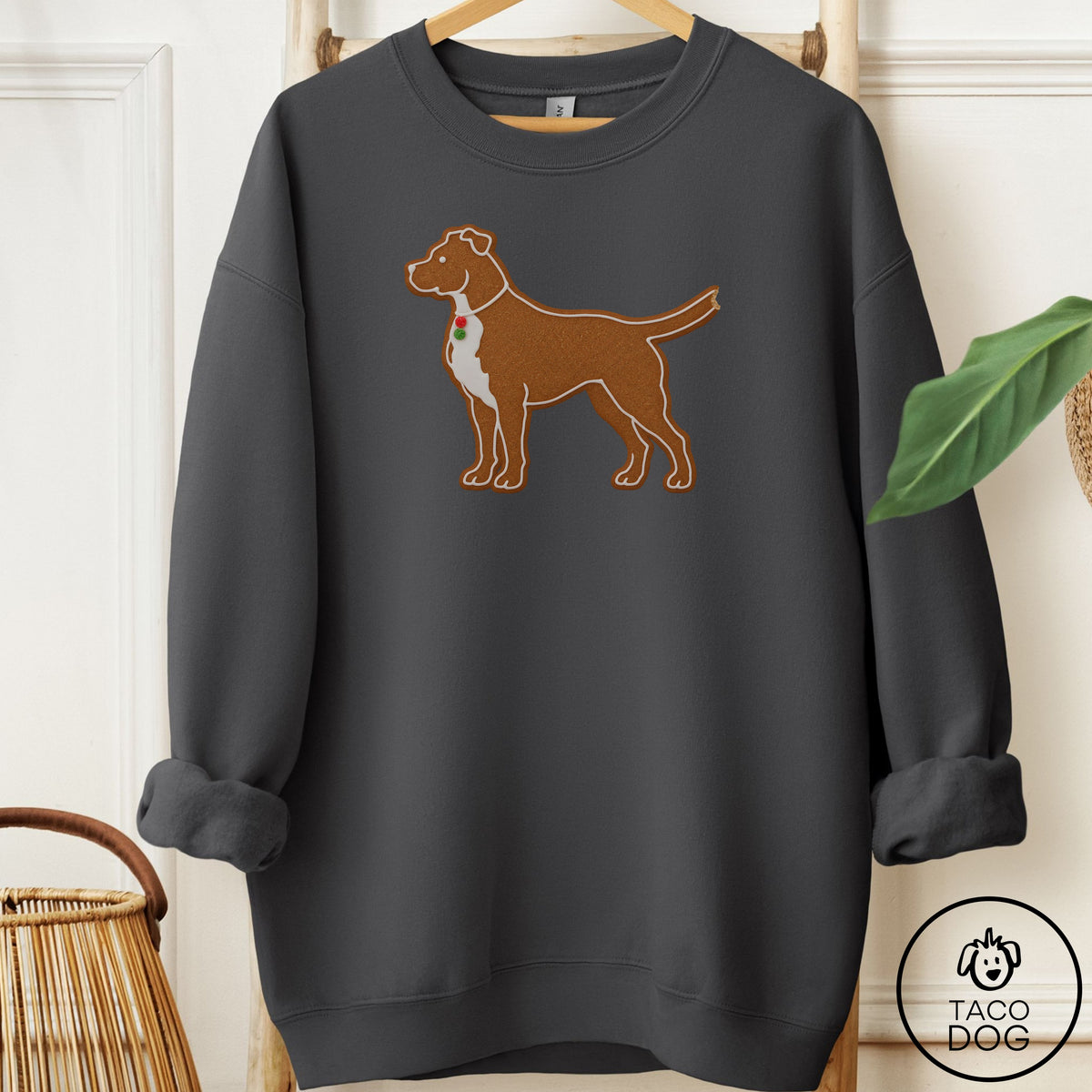 Pitbull Gingerbread Sweatshirt Charcoal Taco-Dog