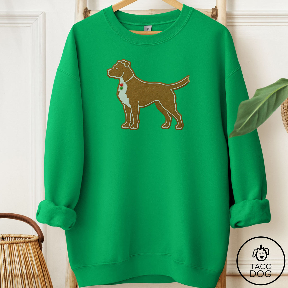 Pitbull Gingerbread Sweatshirt Irish Green Taco-Dog