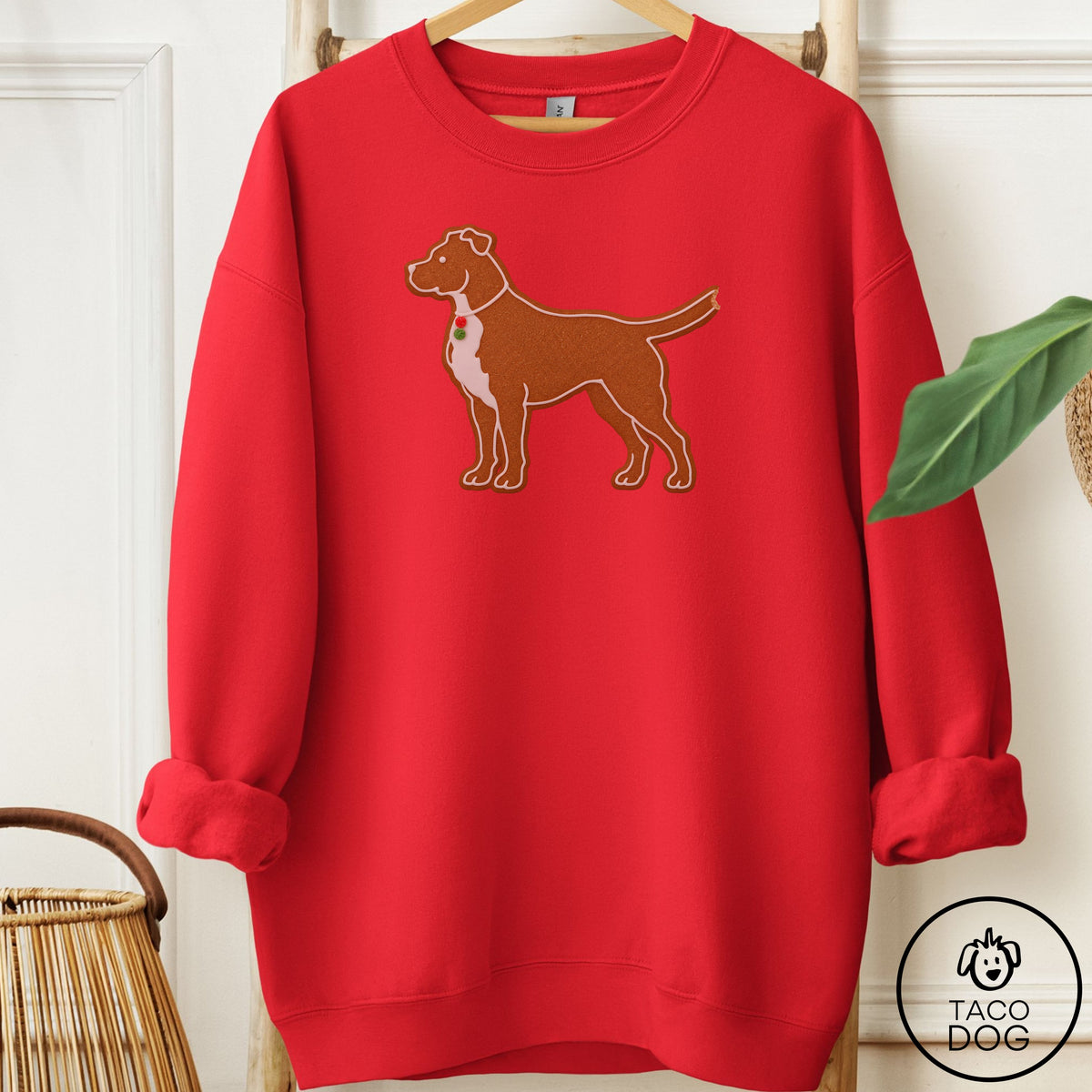 Pitbull Gingerbread Sweatshirt Red Taco-Dog