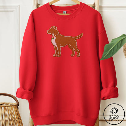 Pitbull Gingerbread Sweatshirt Red Taco-Dog