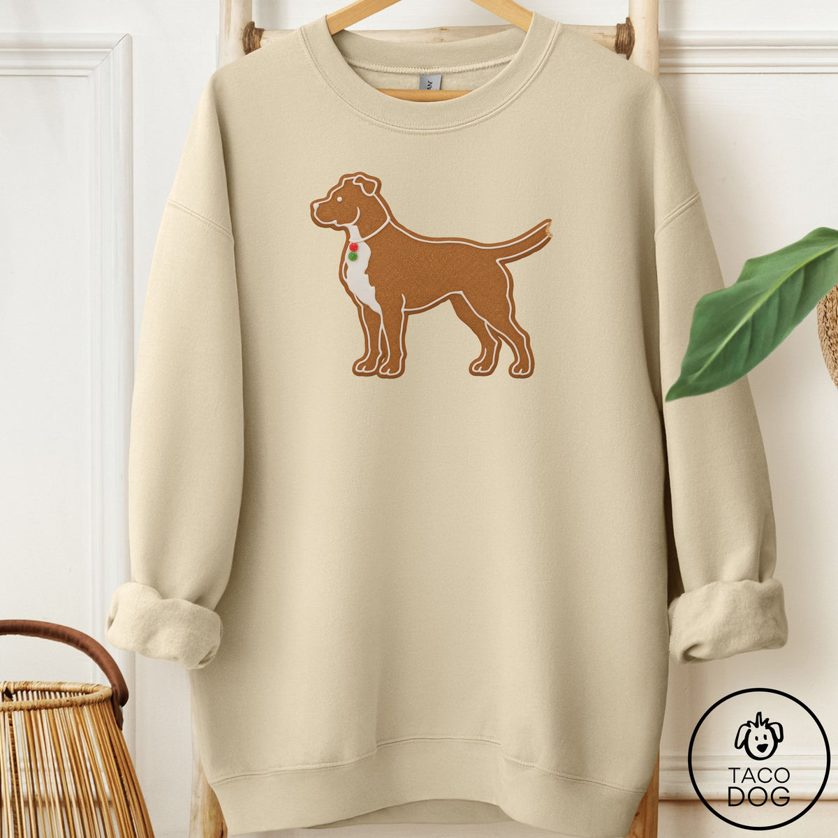 Pitbull Gingerbread Sweatshirt Sand Taco-Dog
