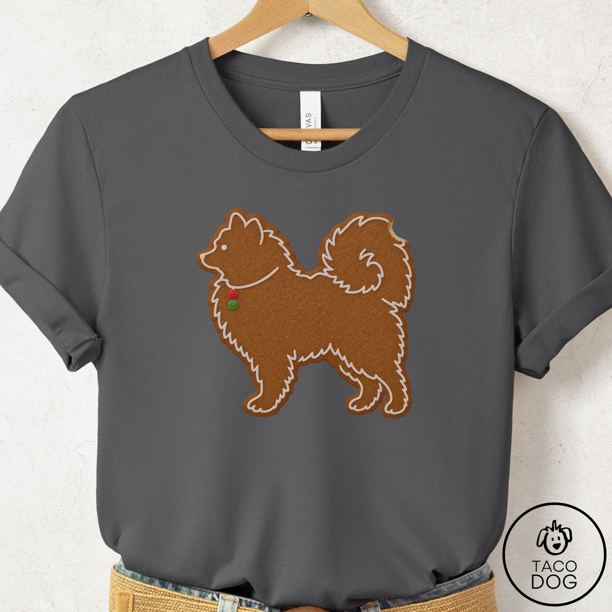 Pomeranian Gingerbread T-Shirt Asphalt Taco-Dog