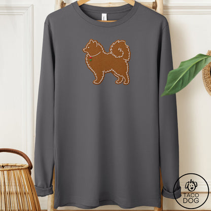 Pomeranian Gingerbread Long Sleeve Tee Asphalt Taco-Dog